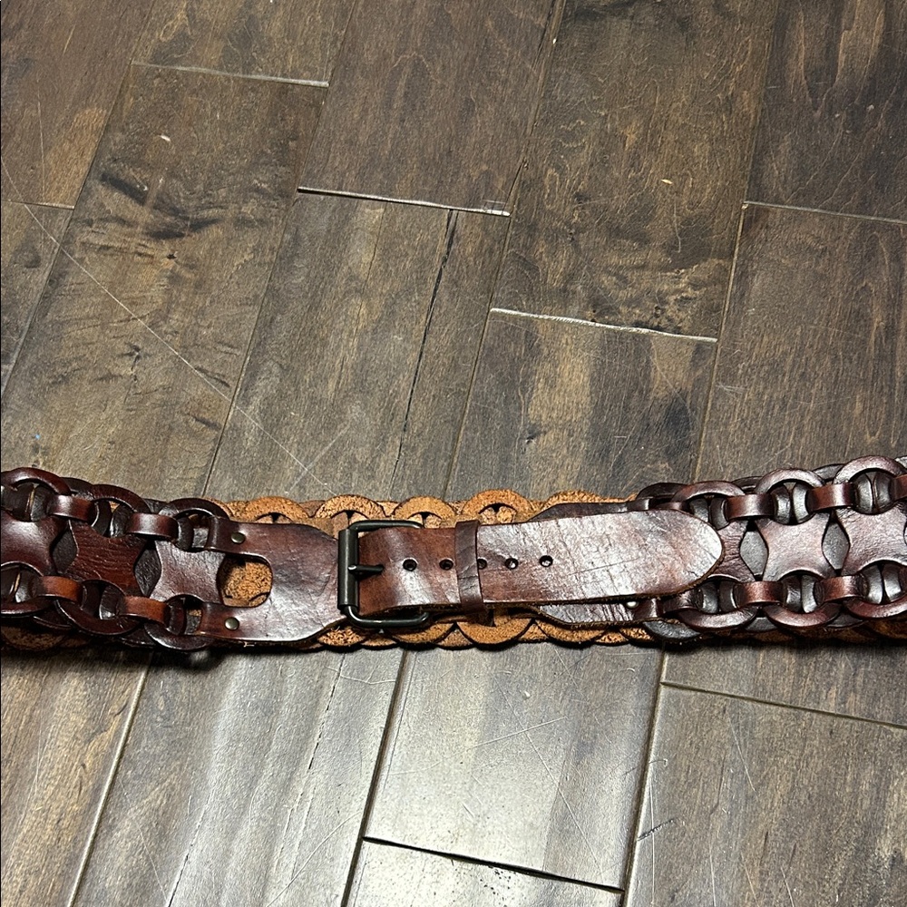 Braided Leather Women's Waist Belt - Brown